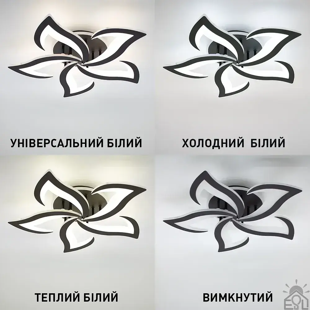 Керована світлодіодна люстра ELLA RGB 42+10 Вт 5F RC 600x95 мм Чорна ESLLSE - фото 5