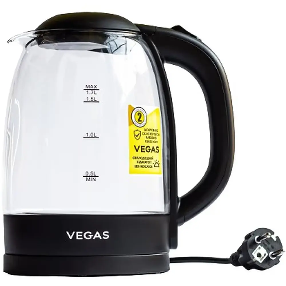 Чайник електричний Vegas VEK-2022В 2200Вт 1.7 л чорний (VEK-2022В) - фото 2