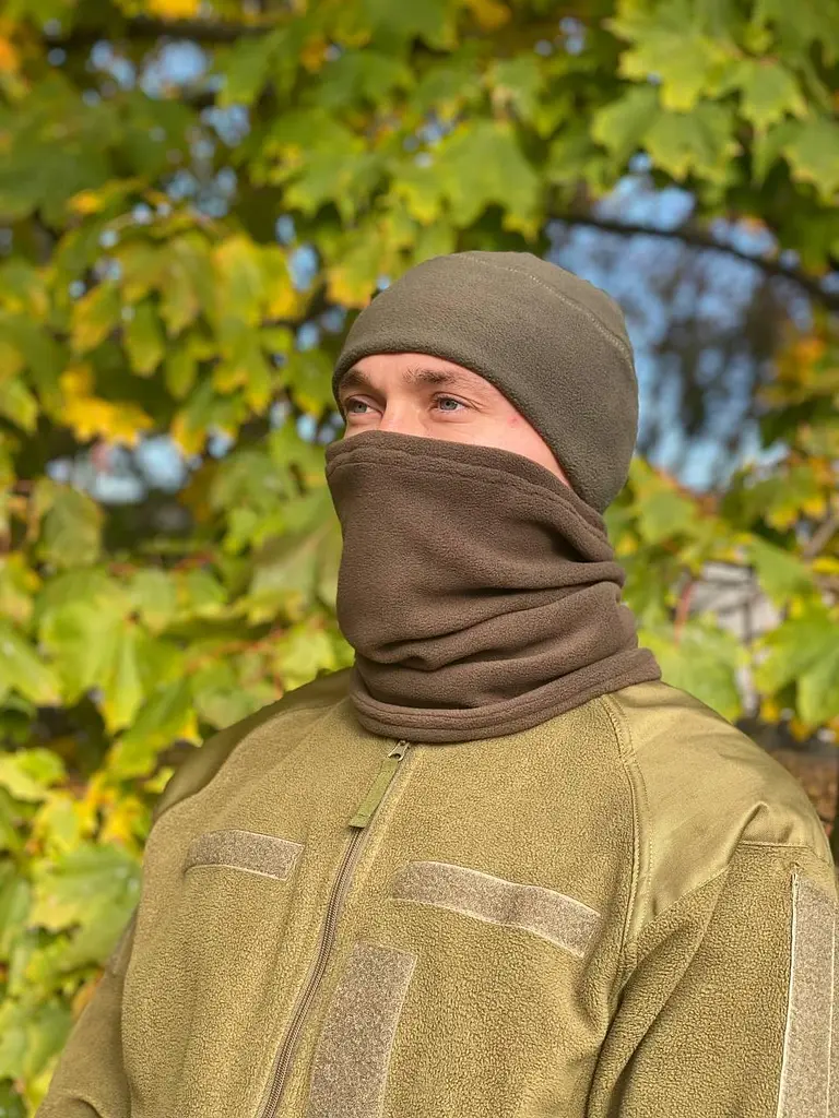 Флісова шапка (Мультикам) (Піксель) (Олива) (Чорна) - фото 4