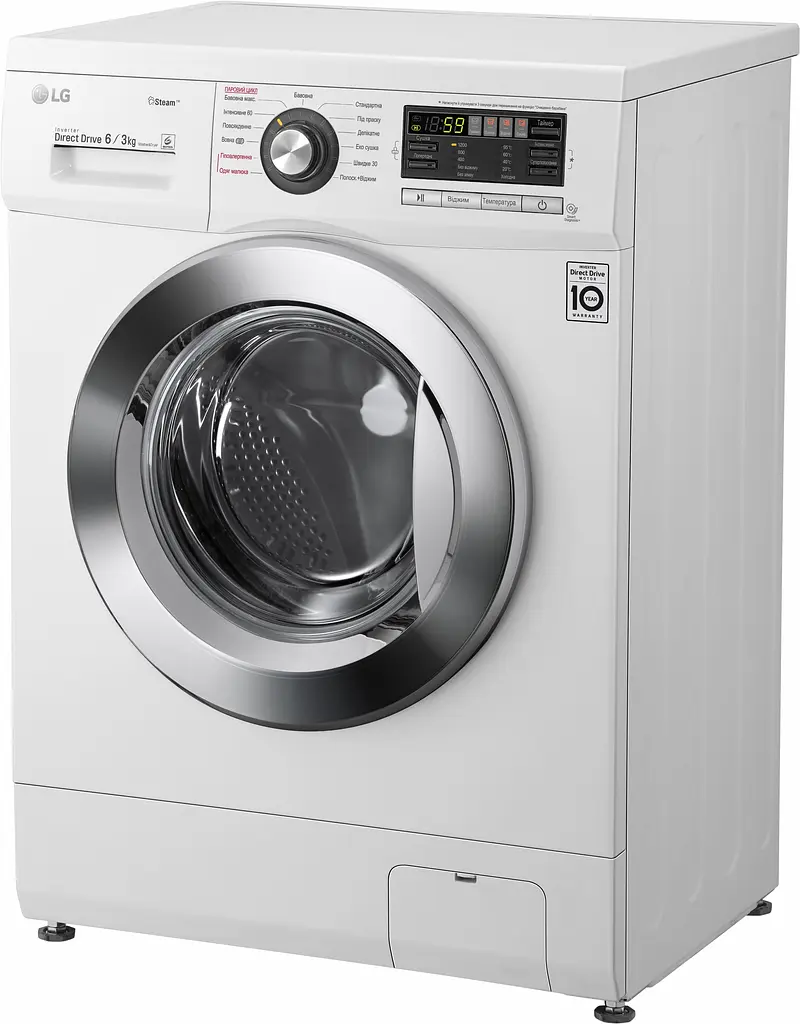 Прально-сушильна машина LG F1296CDS3, 6кг (3кг), 1200, П, Пар, глибина 44см, Дисплей, Інвертор, Білий (F1296CDS3) - фото 6