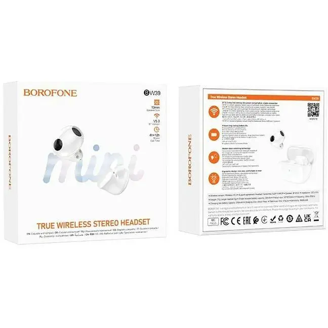 Наушники Borofone Enjoy true wireless BT headset BW39 белые - фото 3