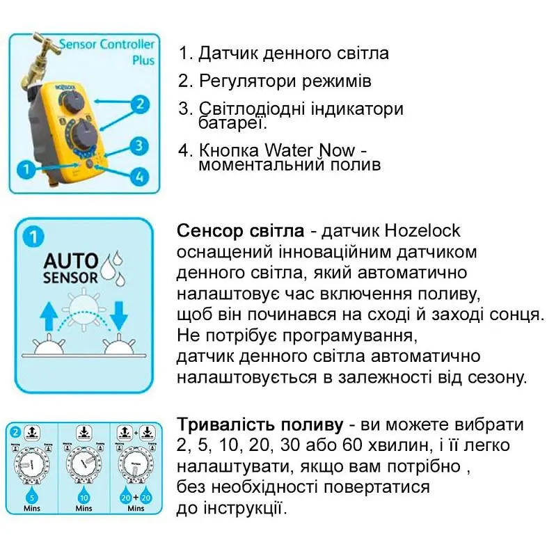 Таймер полива электронный Hozelock Sensor Plus 2214 (2214) - фото 2