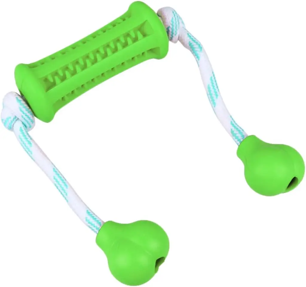 Іграшка для закладки ласощів з мотузкою Derby Rubber Dog Chew Toy Stick, Small Зелений - фото 3