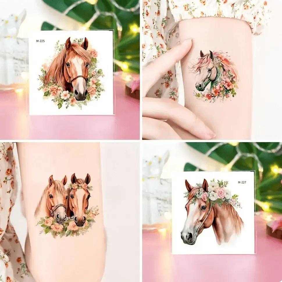 Набір тимчасових татуювань "Коні" Horses-20-01 розмір 6х6 см - фото 5