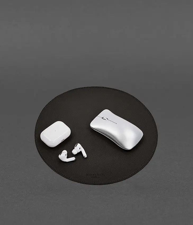 Круглый коврик для мышки из натуральной кожи темно-коричневый краст - фото 2