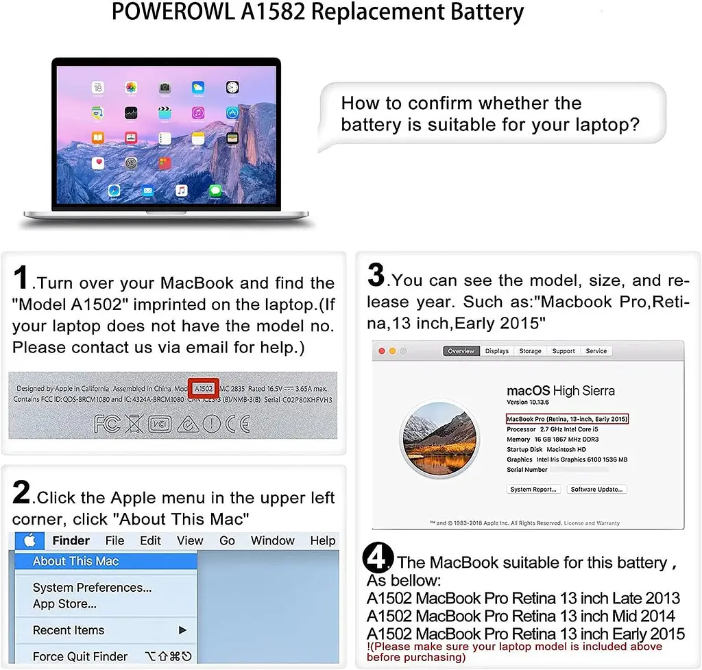 Акумулятор A1493 6300 мА·год для MacBook Pro 13" A1502 (2013–2015) з інструментами - фото 7