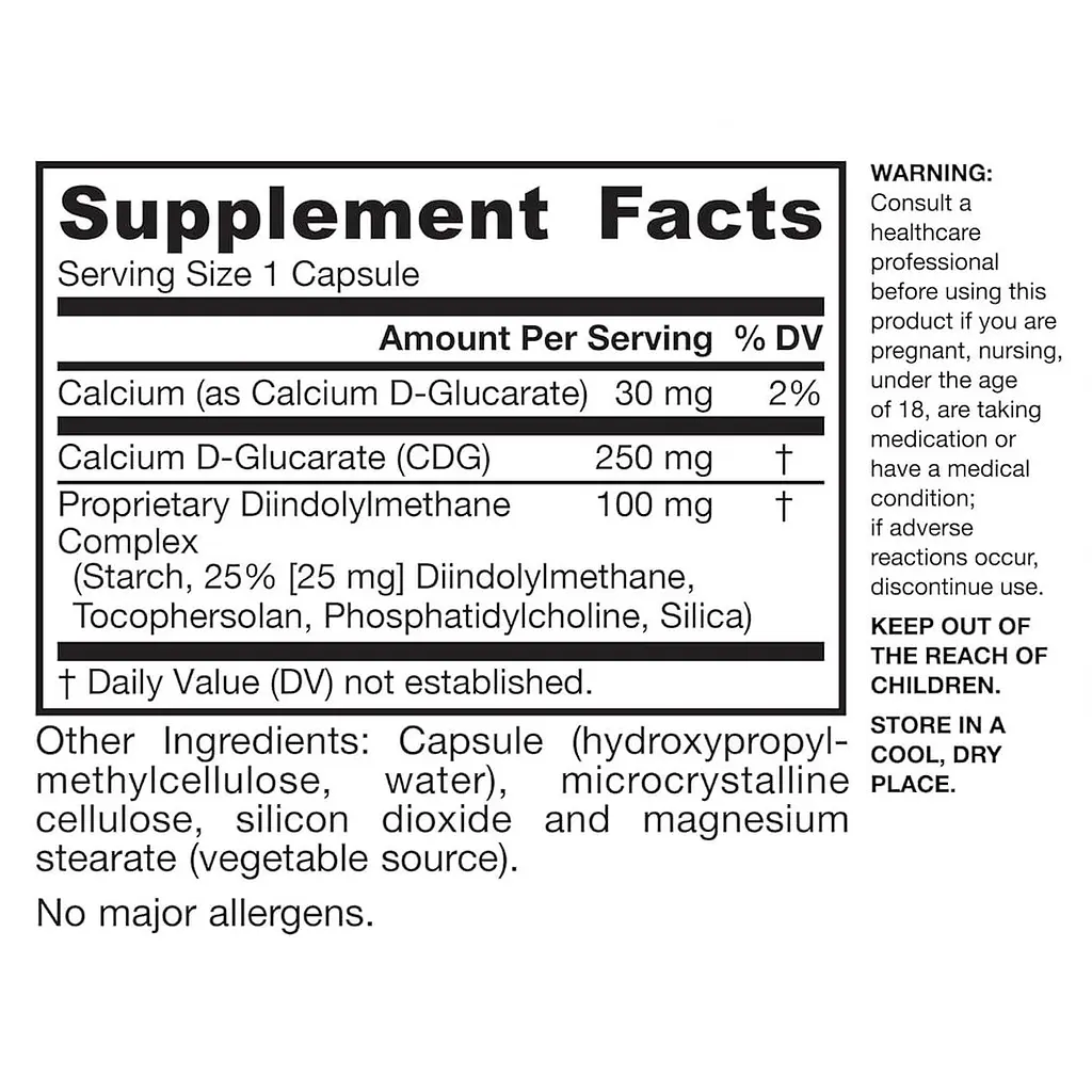 Дііндолілметан та D-глюкарат кальцію Jarrow Formulas DIM + CDG 30 капсул - фото 3
