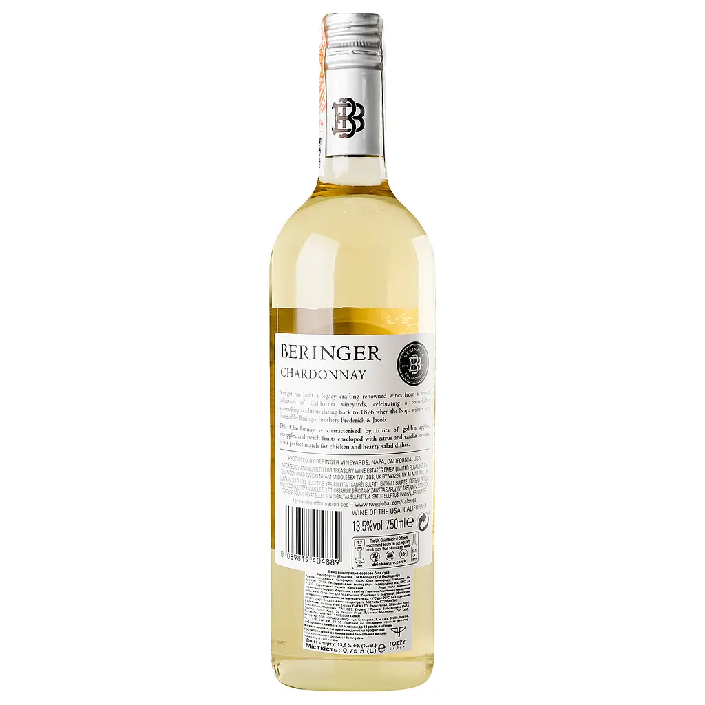 Вино Beringer California Classic Chardonnay, 13%, 0,75 л (566628) - фото 4