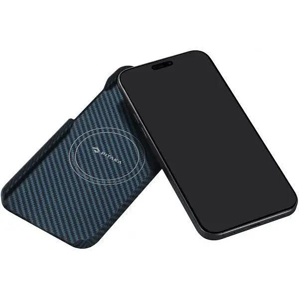 Чехол-накладка Pitaka MagEZ Case 4 Twill 1500D Black/Blue для iPhone 15 (KI1508) - фото 6