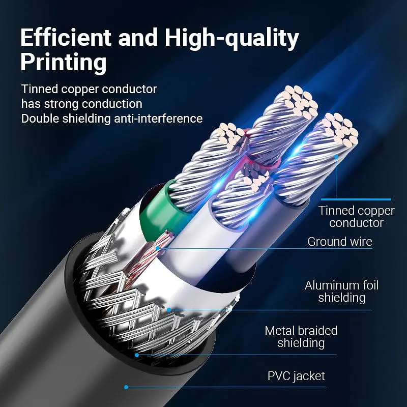 Кабель USB 2.0 AM-BM, 1.0 м, 480Mbps Printer PVC черный Vention - фото 7