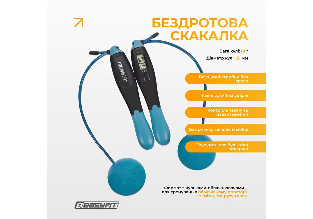Скакалка для боксу EasyFit TwinRope 2,8 м чорний-зелений (EF-1909-GN) - фото 3