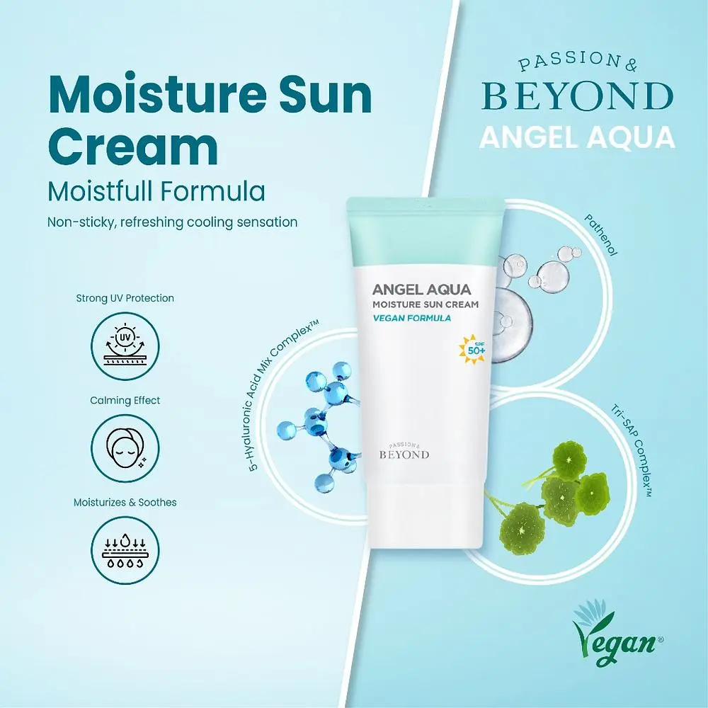 Солнцезащитный крем Beyond Angel Aqua Moisture Sun Cream SPF50+ PA+++ увлажняющий 50 мл - фото 3