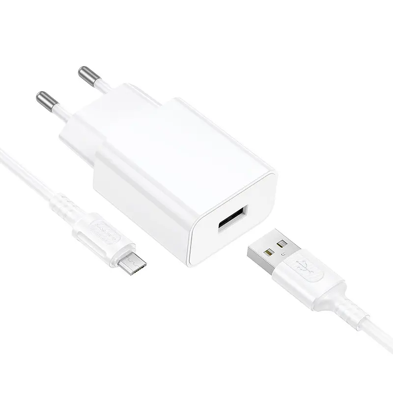 Мережевий зарядний пристрій BOROFONE BA110A Lemi single port charger set (Micro) (EU) Білий - фото 3