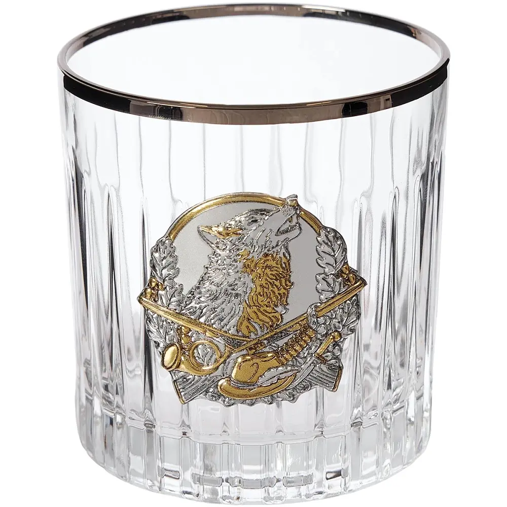 Подарочный набор стаканов для виски Boss Crystal "Охота" с золотыми накладками - фото 4