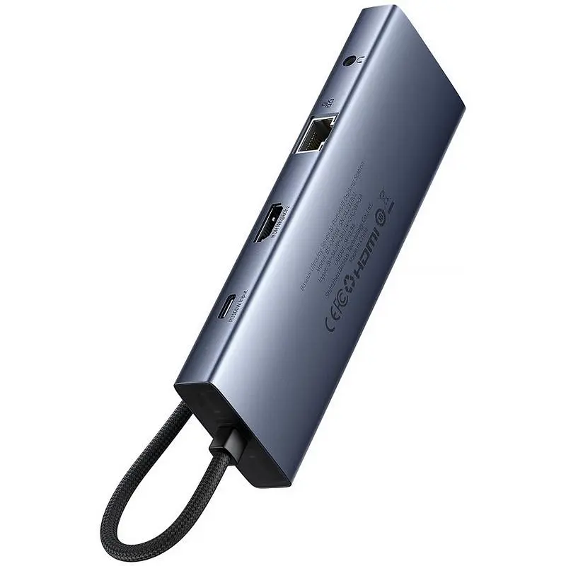 Перехідник HUB Baseus UltraJoy 10-Port (Type-C to HDMI+VGA+USB3.0*3+PD+RJ45+SD/TF3+3.5mm) (80C8) Slate Grey - фото 2