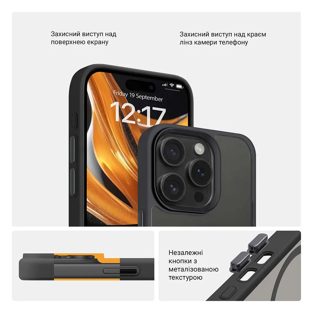 Чехол для Apple iPhone 15 Pro, Uniq MagCase, черный, противоударный, панель-накладка с магсейф, ударопрочный TPU+PC, с магнитом MagSafe, поддержка полноценной беспроводной зарядки, ArmorStandart (ARM75267) - фото 3
