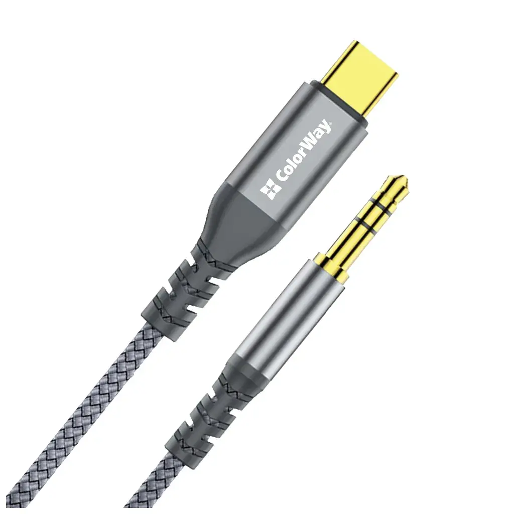Кабель мультимедійний USB-C to 3.5mm M 1.2m gray ColorWay (CW-CBPDJ071-G) - фото 4