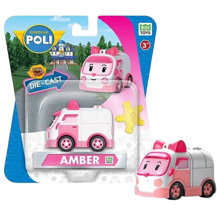 Коллекционная машинка Roi Visual Робокар Эмбер Die Cast металлическая бело-розовая (MRT-0602) - фото 2