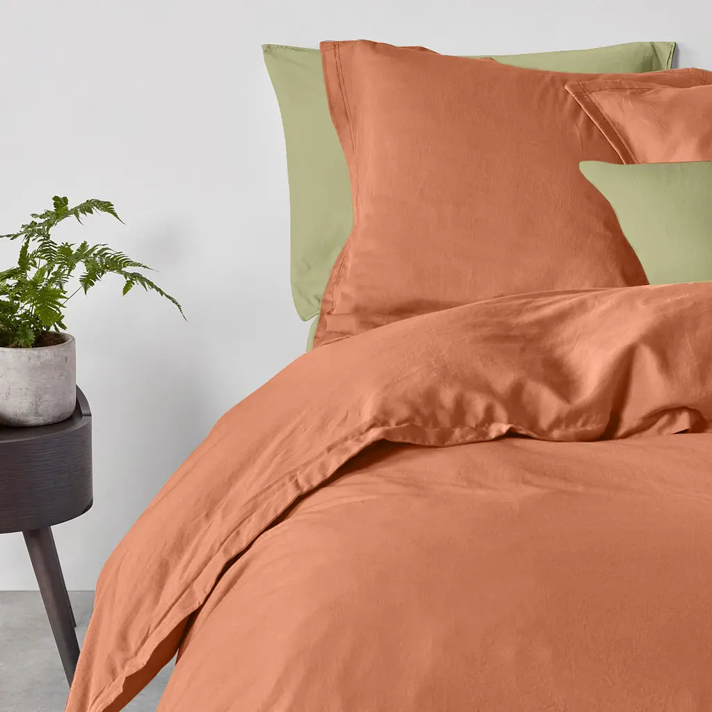 Комплект постільної білизни Cosas Amber CS4 Євро теракотовий (Ranfors_Terrakot_Olive_200) - фото 2
