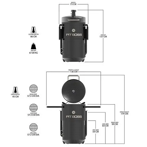 Вугільний смокер Pit Boss Champion бочкова форма коптильня-гриль (10806) - фото 8
