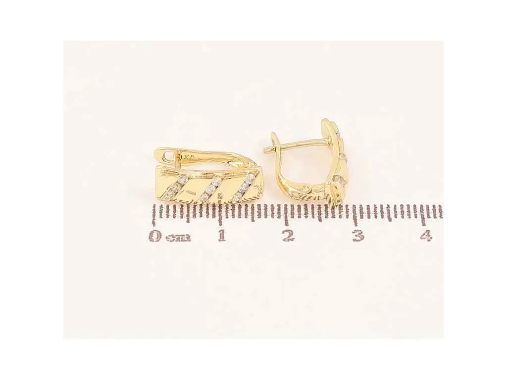 Сережки Xuping англійська застібка Позолота 14K "Візерунок з кристалами" 1,6см (334325) - фото 2