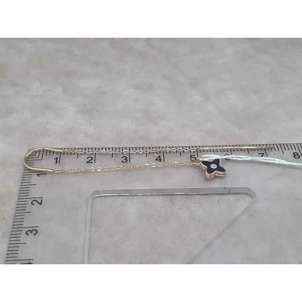 Золоті сережки-протягання Tango Конюшина Луі з емаллю. 500057Е - фото 4