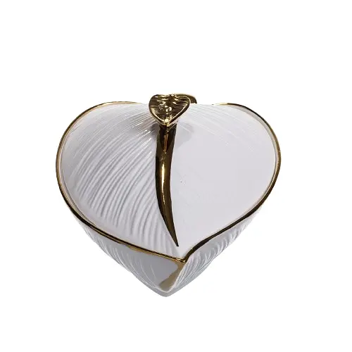 Супница 800 (мл) фарфоровая кастрюля бульонница 26×18×14 (см) с крышкой для дома и ресторана Белый с золотом Yiwu XL-4074AG - фото 2