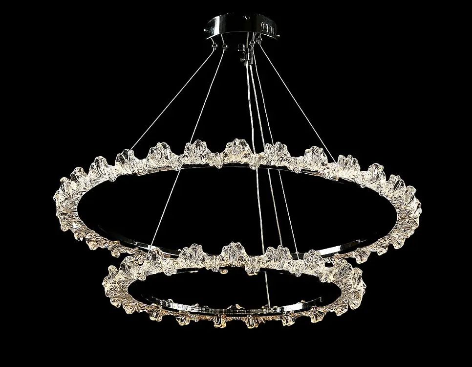 Люстра стельова LED Splendid Ray L115/600+400/2, хром/білий, 2 лампи, регульована висота, сучасний стиль для дому - фото 3