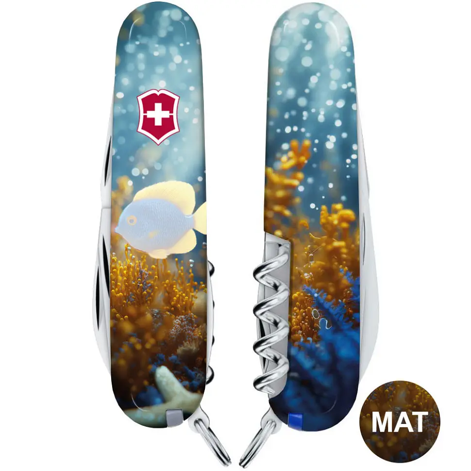 Складаний ніж Victorinox CAMPER DESIGN Жовто-блакитна рибка - фото 6