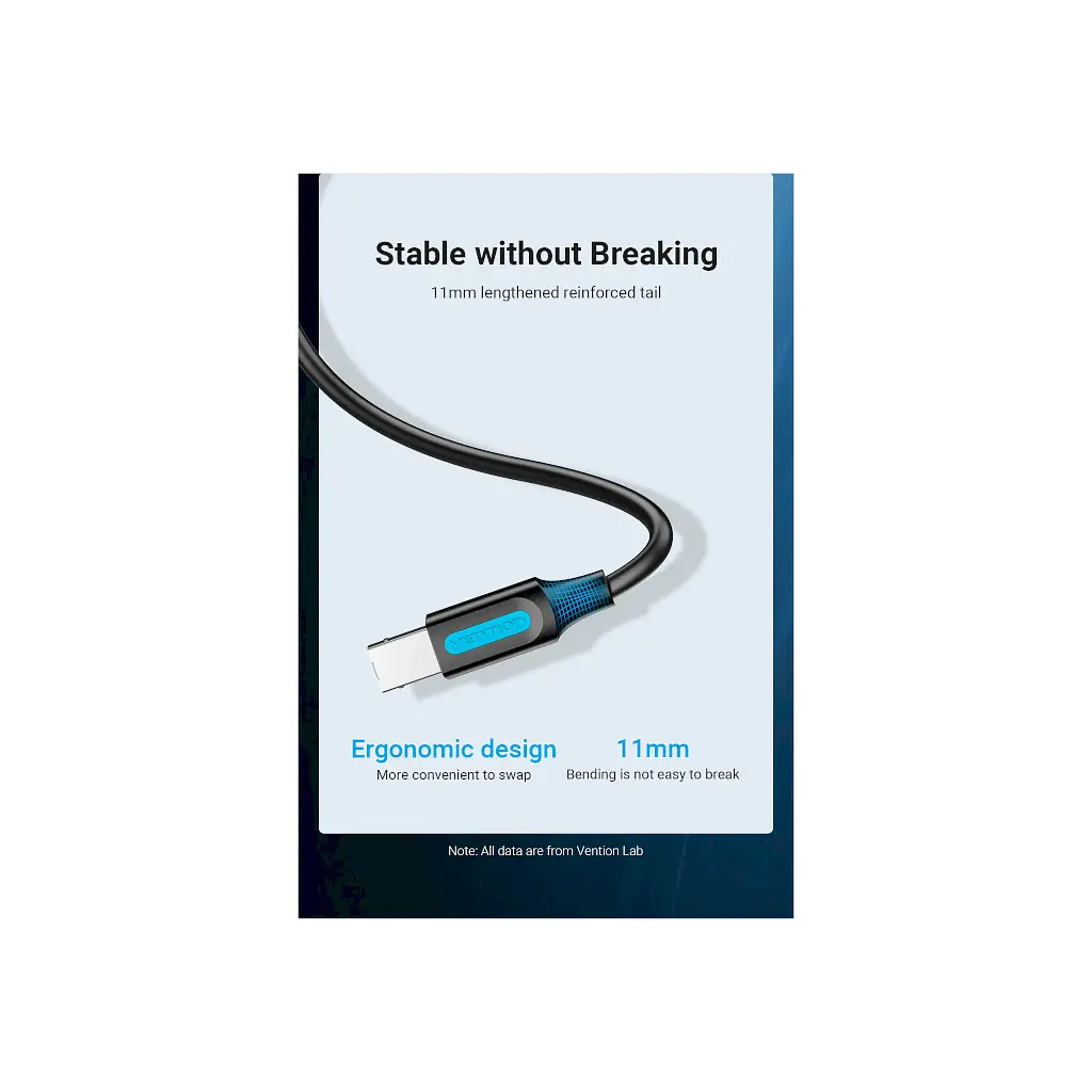 Кабель для принтера USB 2.0 AM/BM 1.5m 480Mbps PVC black Vention (COQBG) - фото 9