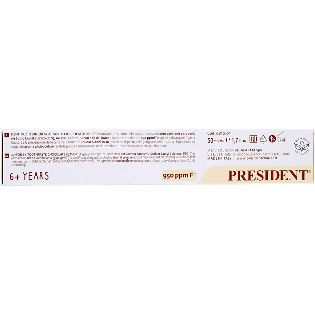 Зубна паста President Junior Toothpaste Choco 6+ years 50 мл - фото 2