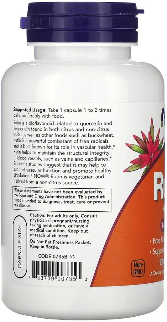 Вітаміни та мінерали NOW Rutin 450 mg, 100 вегакапсул - фото 3