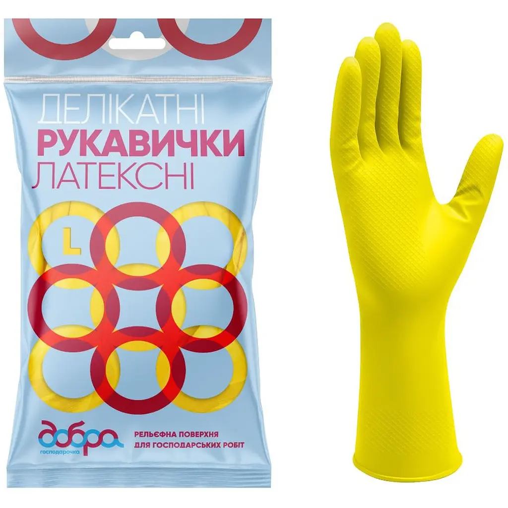 Рукавички латексні господарські Добра Господарочка, делікатні, розмір L (4820086521987) - фото 2
