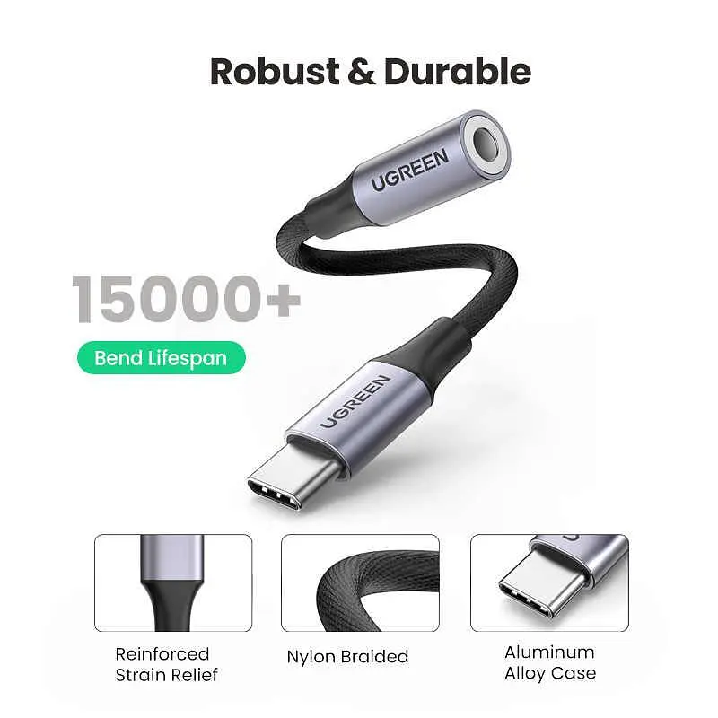 Адаптер Ugreen AV161 USB-C3.5 мм M/F Aluminum shell (80154) - фото 2