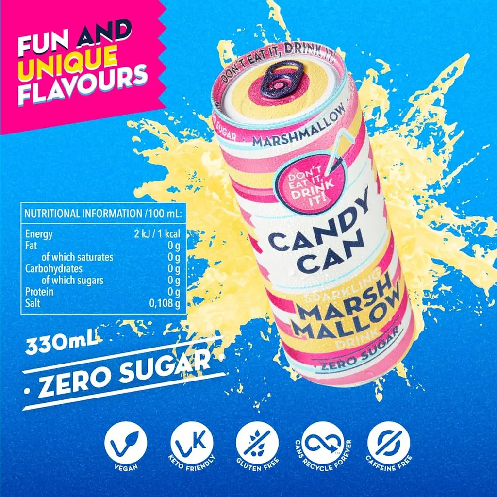 Напій Candy Can Sparkling Marshmallow Zero Sugar 330 мл - фото 6
