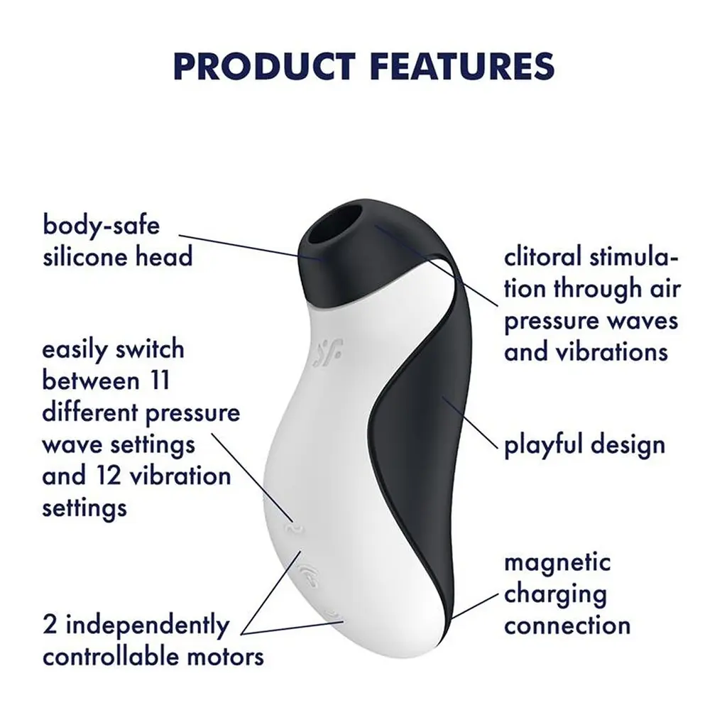 Стимулятор Satisfyer Orca Вакуумний клітора з вібрацією, 11.5 см чорний з білим - фото 6