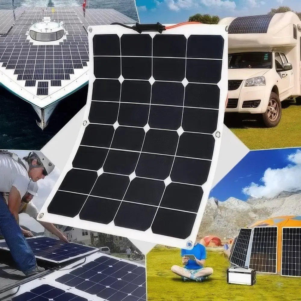 Гибкая солнечная панель 18V 100W, переносная солнечная батарея для дома Flexible panel 595х925х2.6 мм - фото 4