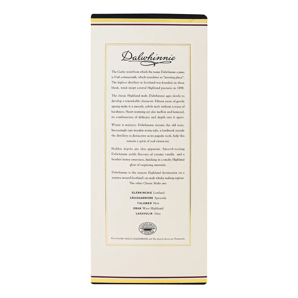 Виски Dalwhinnie 15 yo Single Malt Scotch Whisky 43% 0.7 л в подарочной упаковке - фото 4