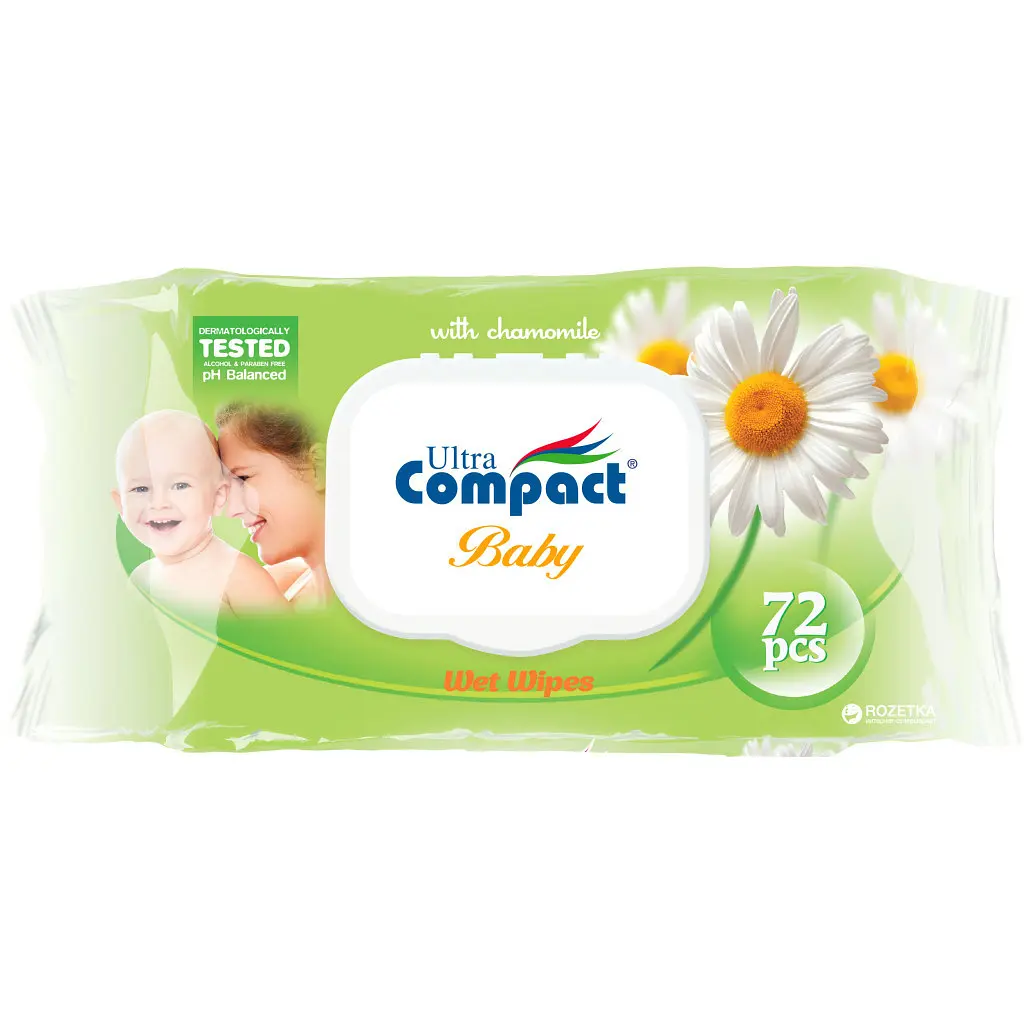 Дитячі вологі серветки Ultra Compact Ромашка 72 шт. з клапаном (8697420531188)