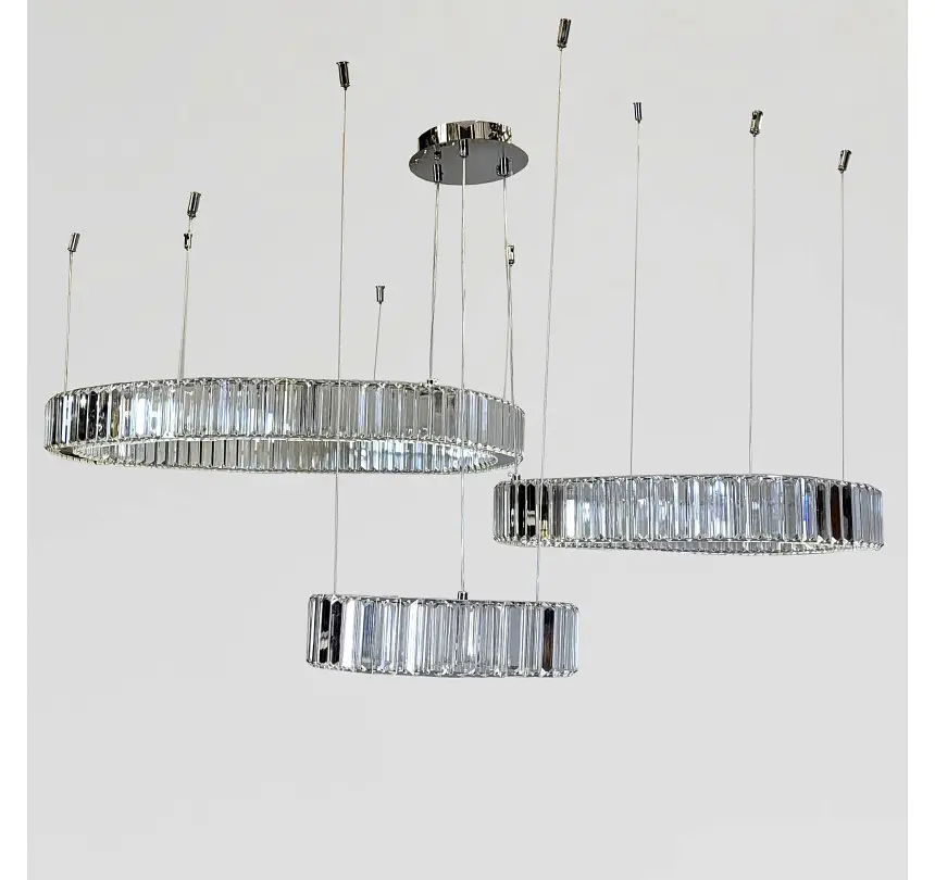 Світлодіодна підвісна люстра Artlight 510578/30+50+70CH з трьома кільцями, 103 Вт, хром - фото 4