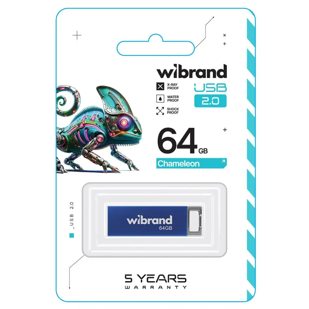 Flash Wibrand USB 2.0 Chameleon 64Gb Blue - фото 2