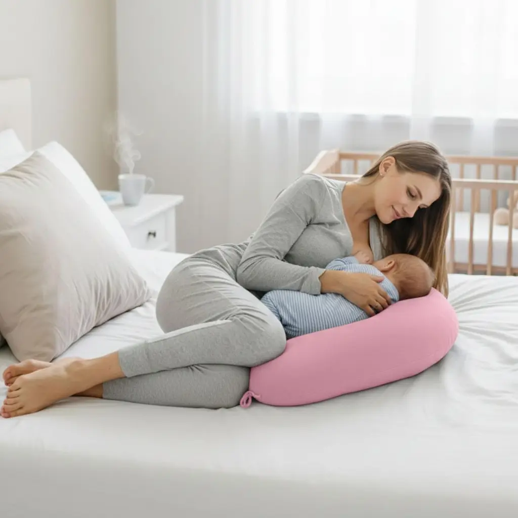 Подушка для вагітних і годування IDEIA SeiDesign 30x190 трикотаж з ґудзиком пудра - фото 5