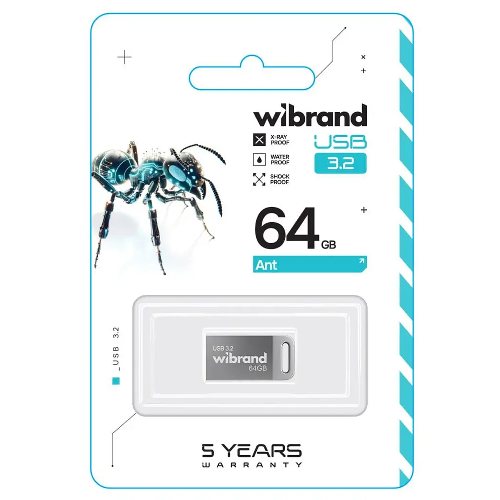 Flash Wibrand USB 3.2 Gen1 Ant 64GB Silver - фото 2