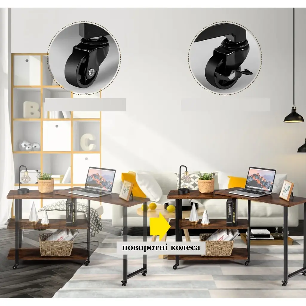 Стіл L-подібний Costway King обертовий в стилі Loft - фото 17