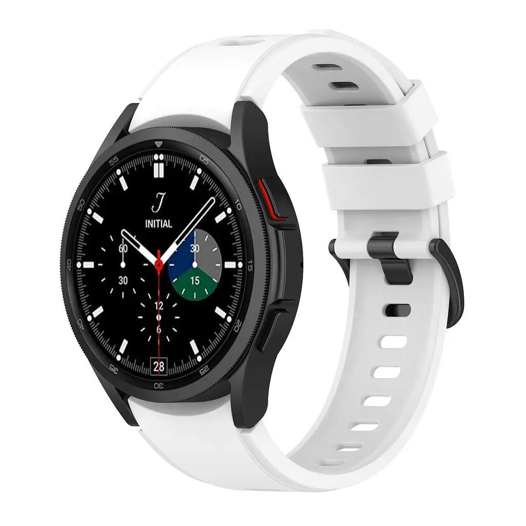 Браслет RiccoOne для Samsung Galaxy Watch 4 - білий ширина кріплення 20мм силікон Watchbands (W28-9WB21134651) - фото 2
