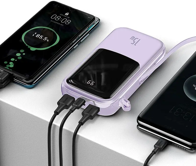 Power Bank Baseus Qpow Digital Display 10000mAh 15W with Lightning Cable (PPQD050105) Purple EU - фото 6