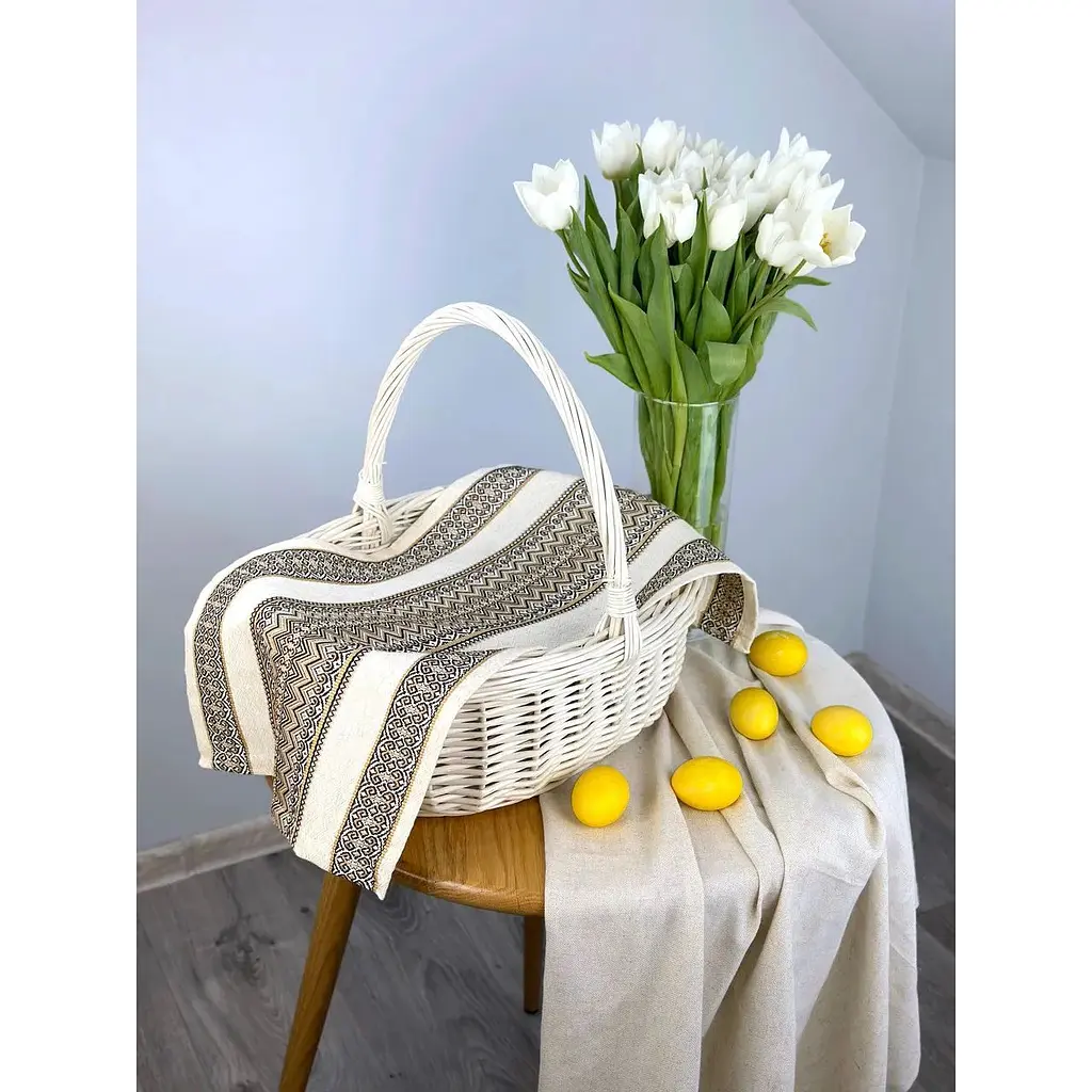 Пасхальное полотенце льняное для корзины Луч 70х45 см Коричневый - фото 5