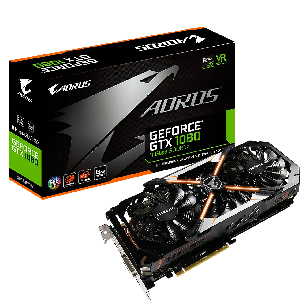 Відеокарта GeForce GTX 1080 8GB Gigabyte Aorus rev.1.0 (GV-N1080AORUS-8GD REV.1.0) Б/В