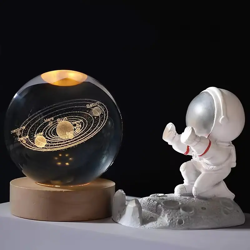 Нічник сонячна система, світильник 3D Кришталева куля в дитячу від юсб - фото 5
