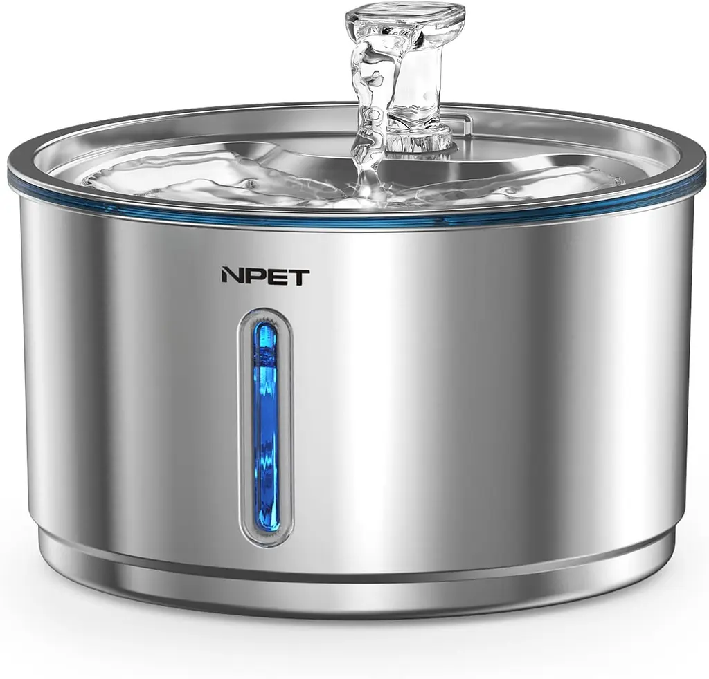 Фонтан для кота NPET WF210 Plus 4 л з нержавіючої сталі з підсвіткою